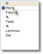 default wordlist column headings in layout